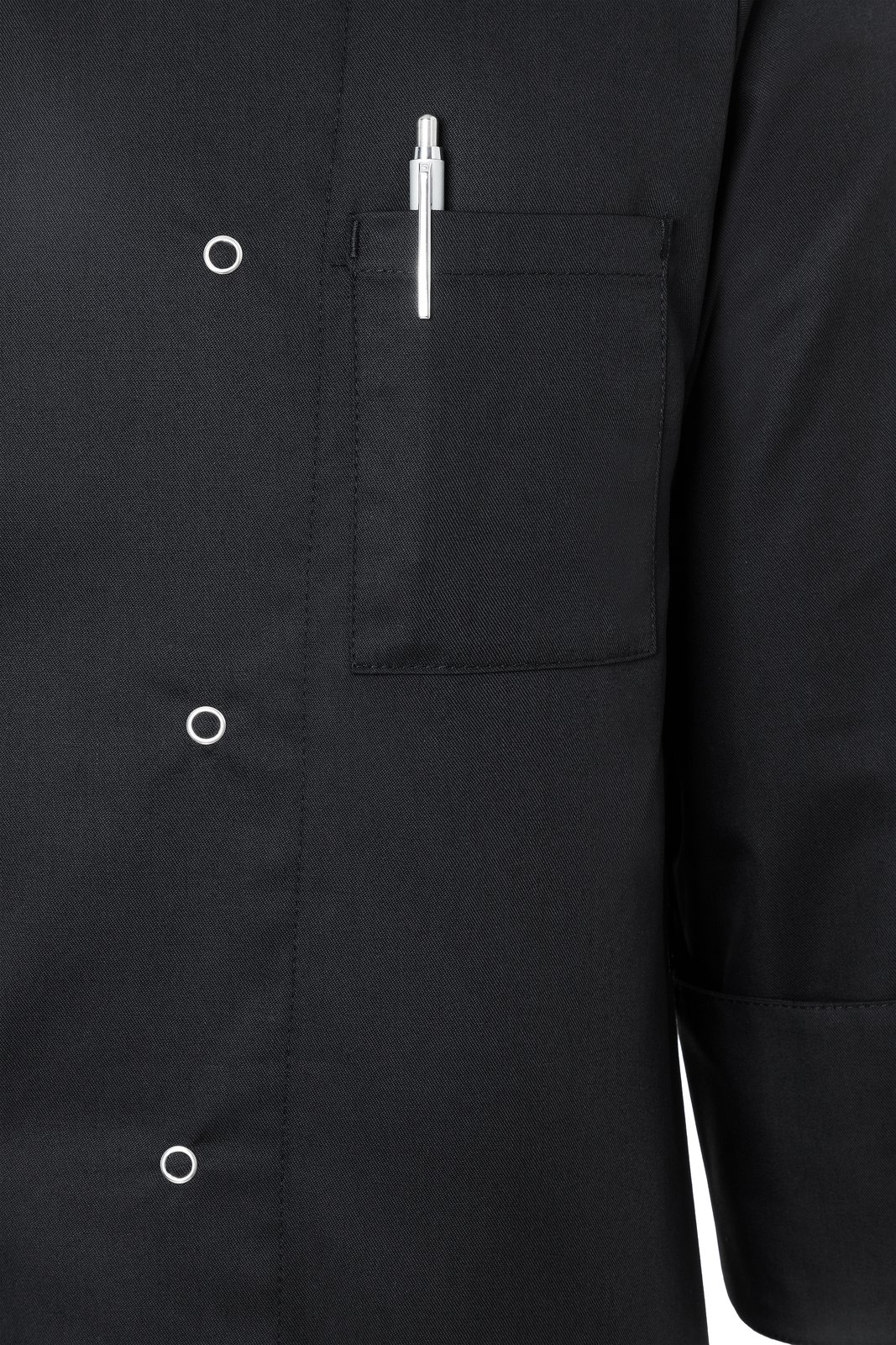 Kochjacke Herren Schwarz – Kochjacke Basic, Detailansicht