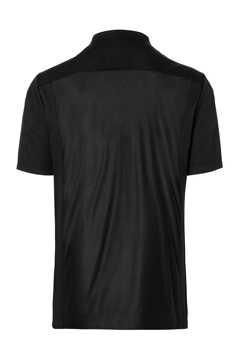 Kochjacke Herren Schwarz – Kurzarm Überwurf-Kochhemd Basic, Detailansicht
