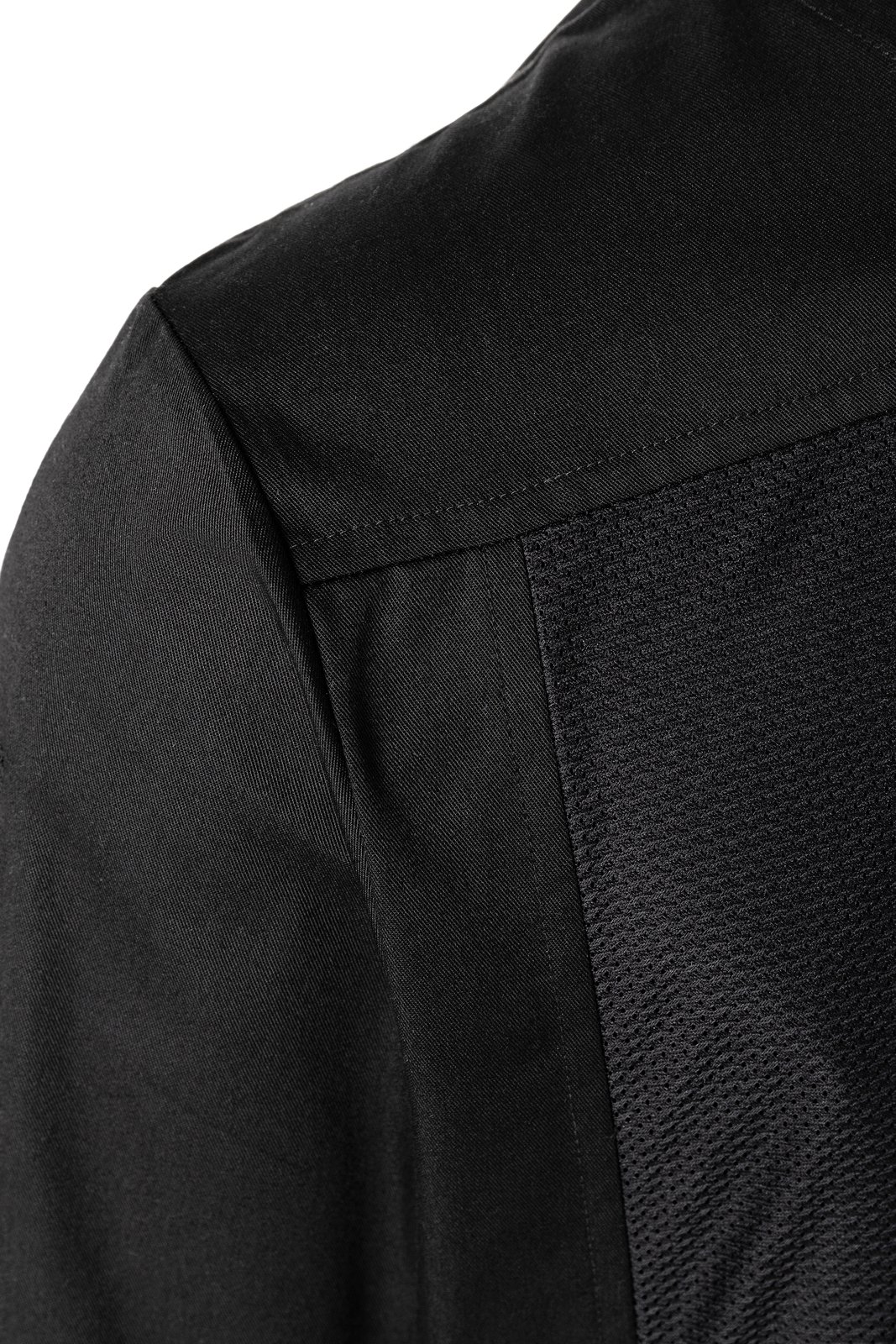 Kochjacke Herren Schwarz – Kurzarm Überwurf-Kochhemd Basic, Detailansicht