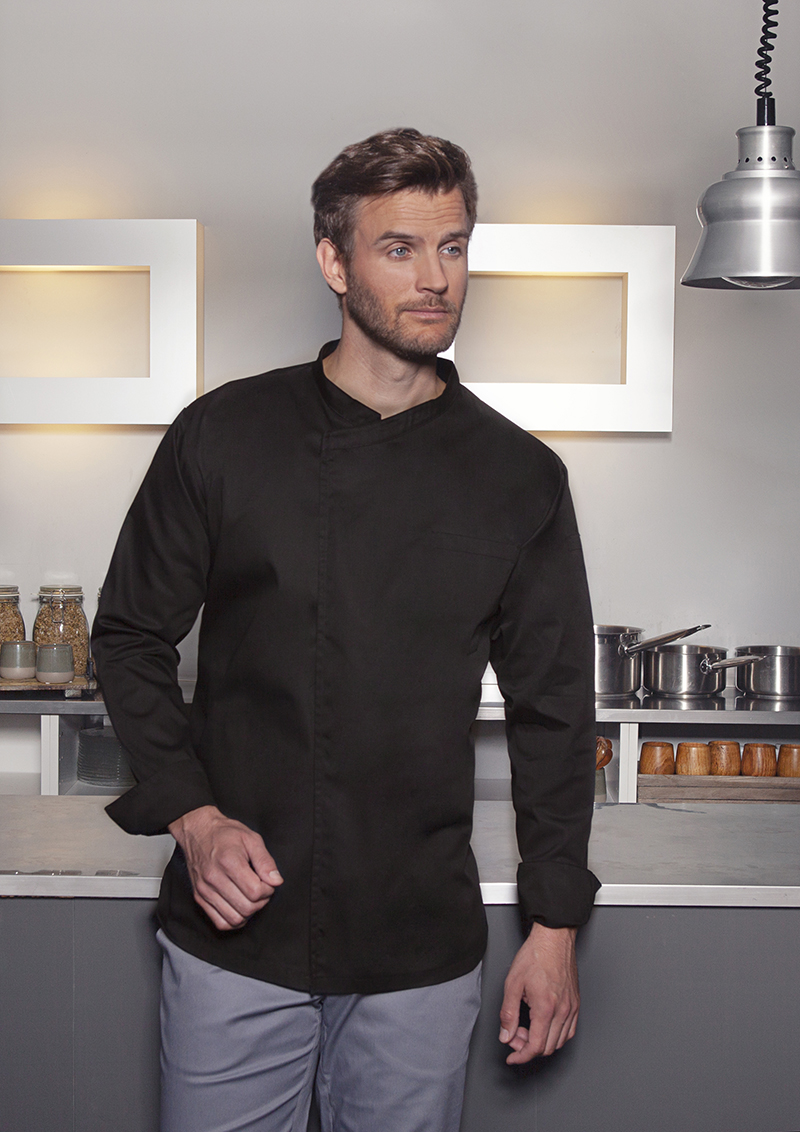 Kochjacke Herren – Langarm Überwurf-Kochhemd Basic