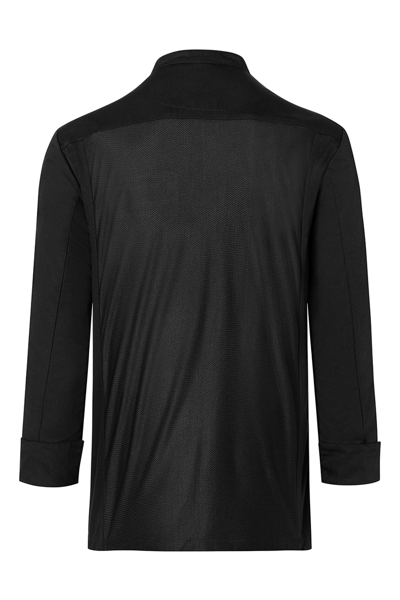 Kochjacke Herren Schwarz – Langarm Überwurf-Kochhemd Basic, Detailansicht