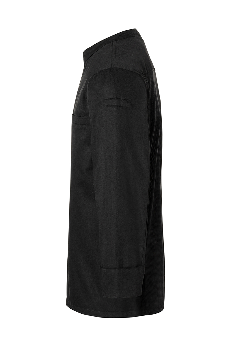 Kochjacke Herren Schwarz – Langarm Überwurf-Kochhemd Basic, Detailansicht
