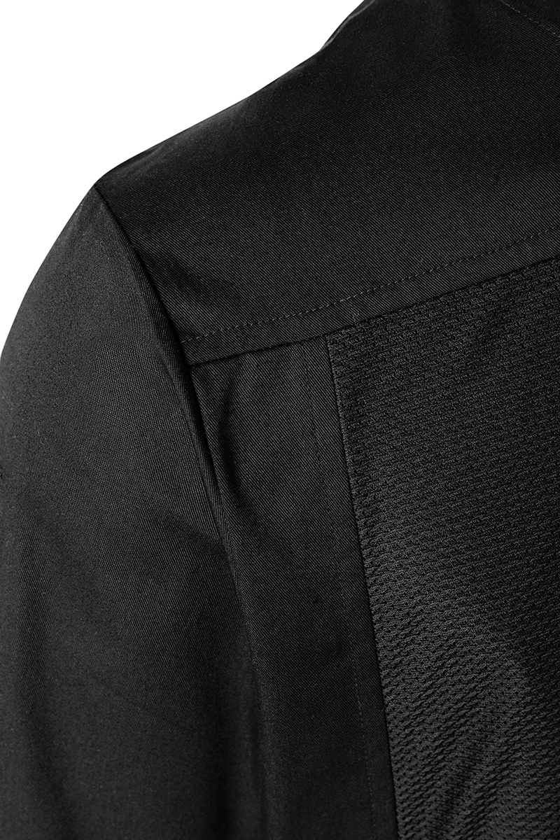 Kochjacke Herren Schwarz – Langarm Überwurf-Kochhemd Basic, Detailansicht