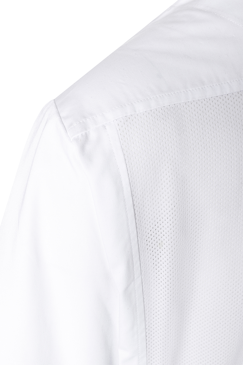 Kochjacke Herren Weiß – Langarm Überwurf-Kochhemd Basic, Detailansicht