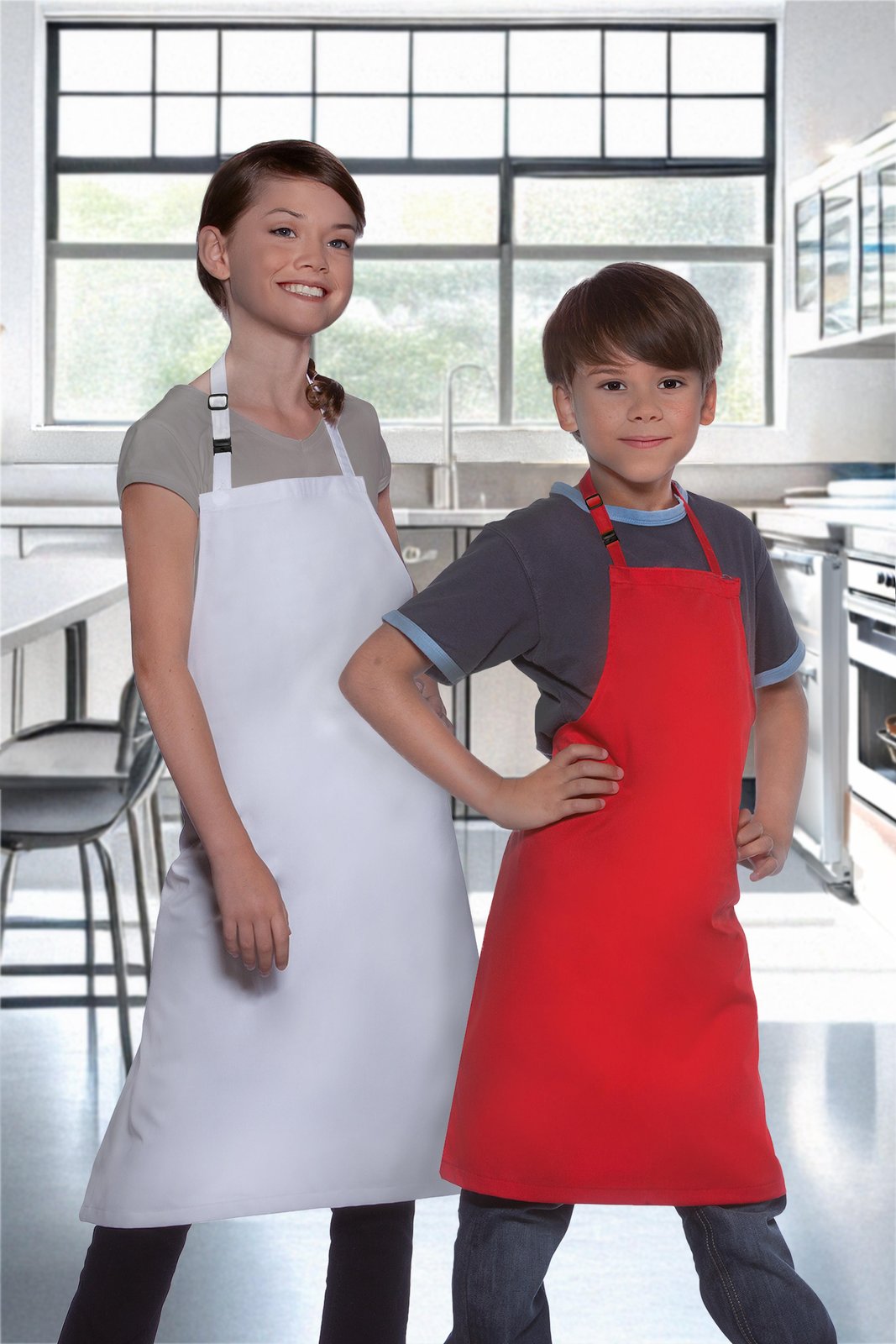 Latzschürze Unisex Rot – Kinderlatzschürze Basic mit Schnalle