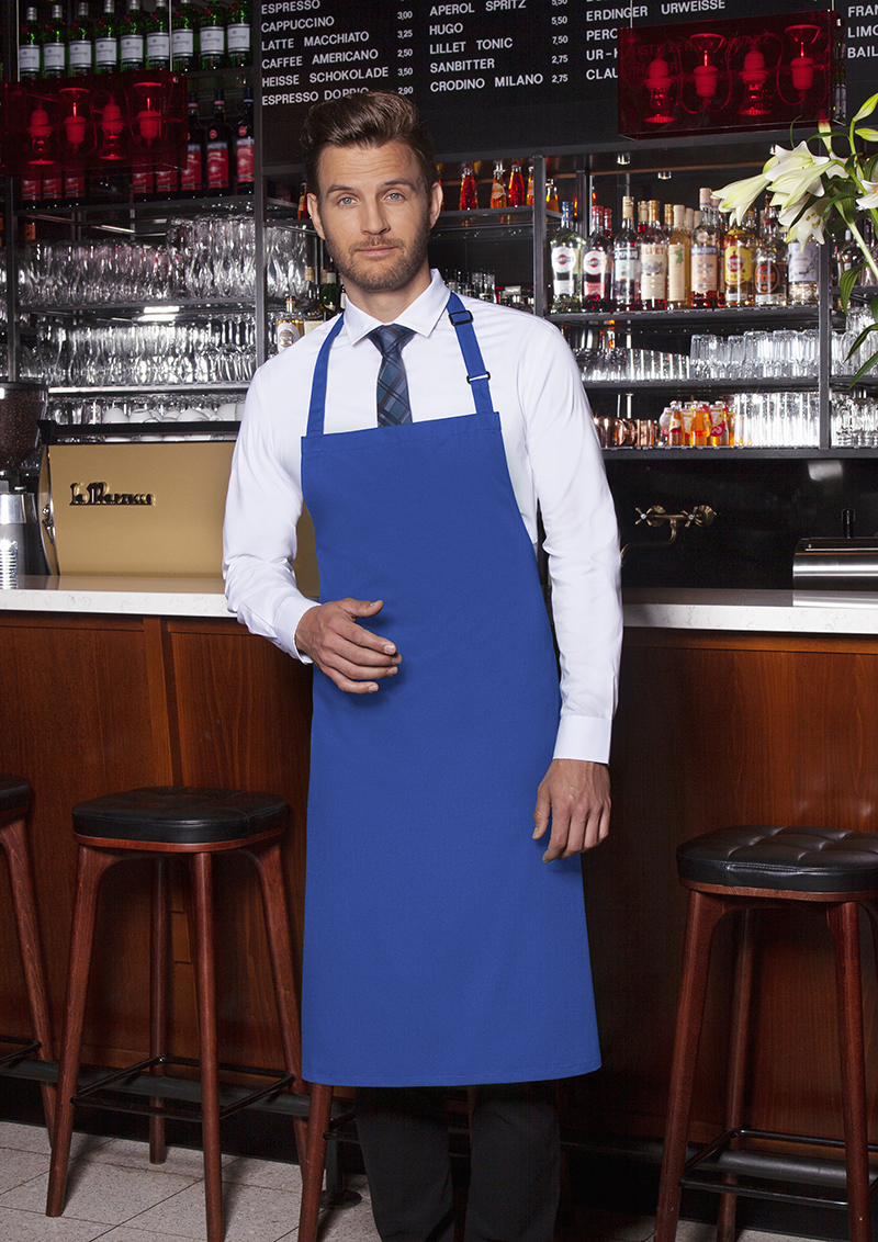 Latzschürze Unisex Blau – Latzschürze Basic mit Schnalle