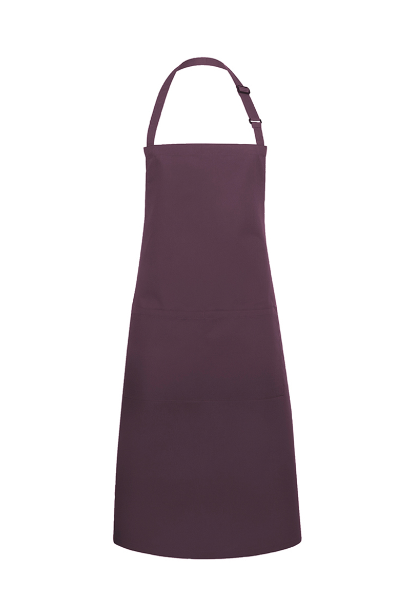 Latzschürze Unisex Aubergine – Latzschürze Basic mit Schnalle und Tasche, Detailansicht