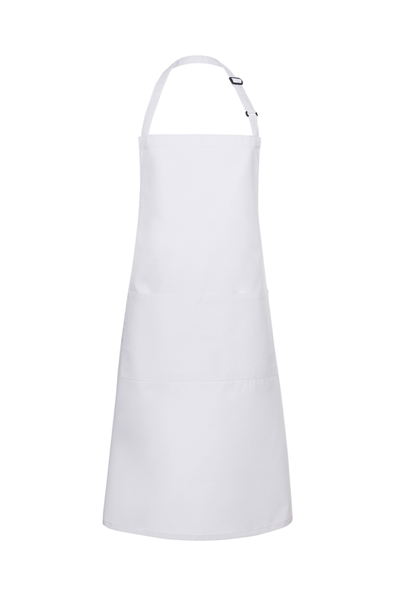 Latzschürze Unisex Weiß – Latzschürze Basic mit Schnalle und Tasche, Detailansicht