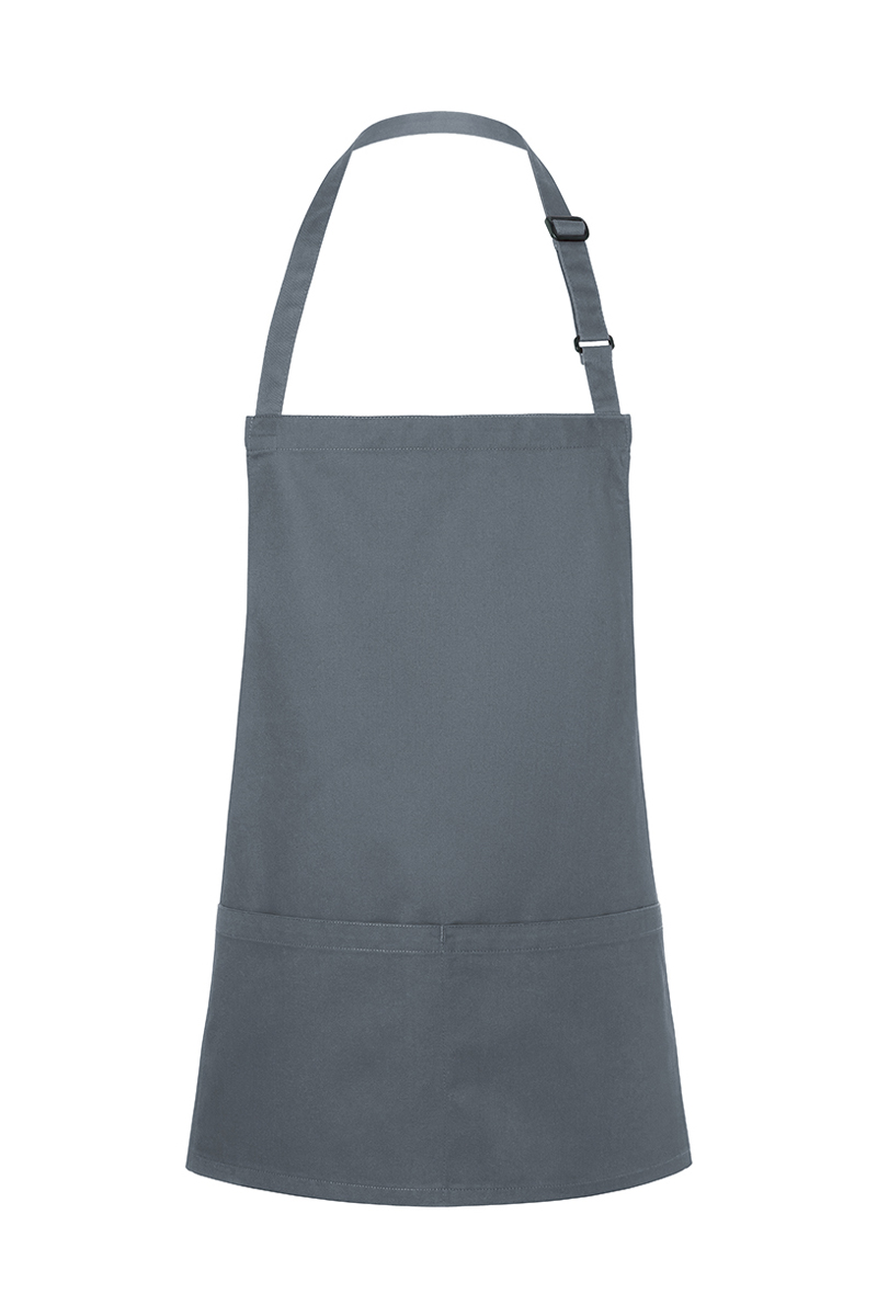 Latzschürze Unisex Anthrazit – Kurze Latzschürze Basic mit Schnalle und Tasche, Detailansicht
