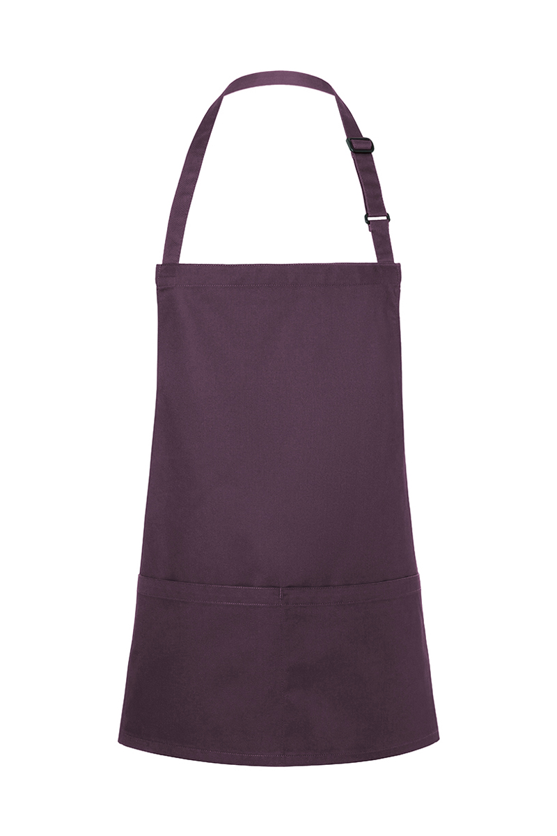 Latzschürze Unisex Aubergine – Kurze Latzschürze Basic mit Schnalle und Tasche, Detailansicht
