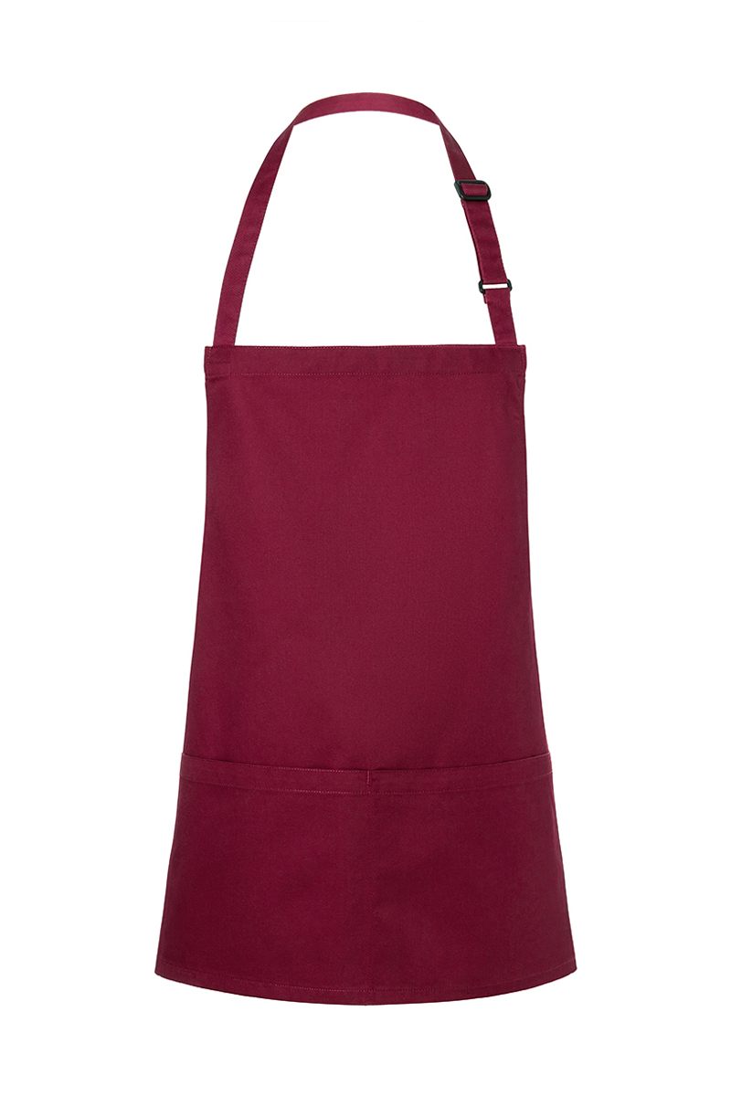Latzschürze Unisex Bordeaux – Kurze Latzschürze Basic mit Schnalle und Tasche, Detailansicht