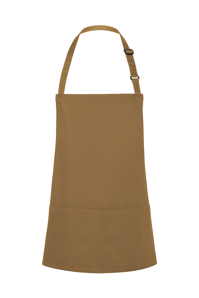 Latzschürze Unisex Camel – Kurze Latzschürze Basic mit Schnalle und Tasche, Detailansicht