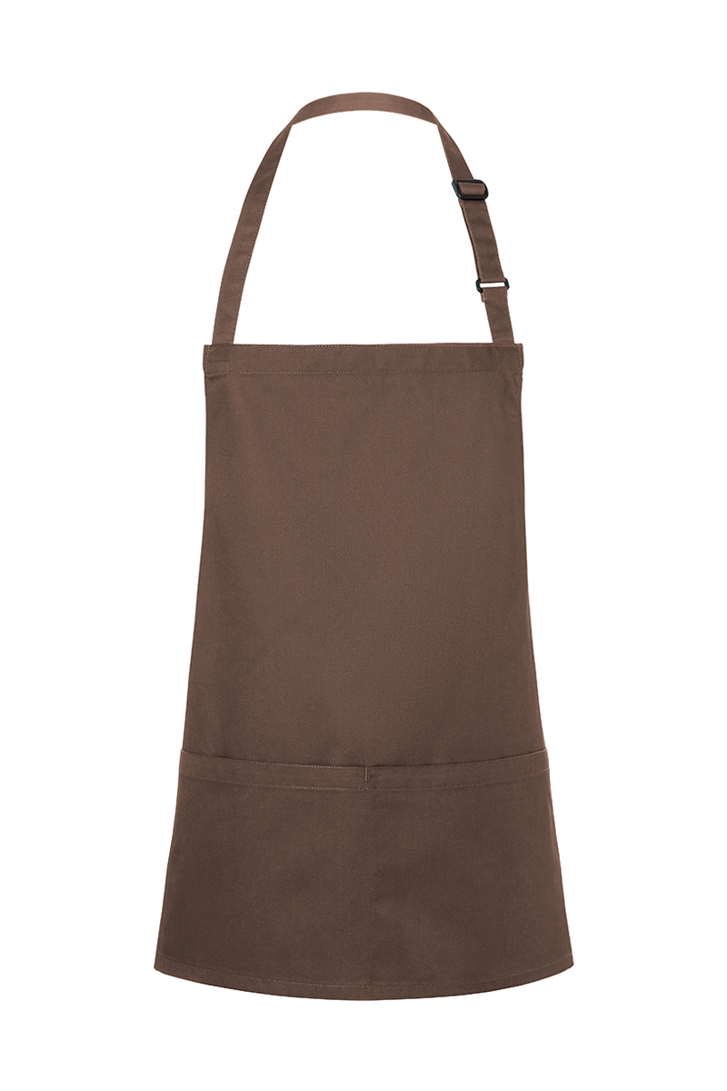 Latzschürze Unisex Hellbraun – Kurze Latzschürze Basic mit Schnalle und Tasche, Detailansicht