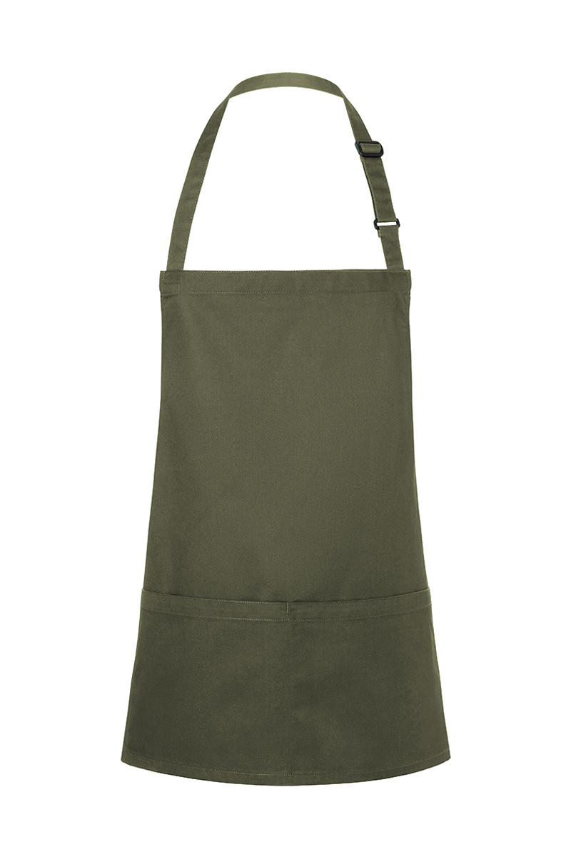 Latzschürze Unisex Moosgrün – Kurze Latzschürze Basic mit Schnalle und Tasche, Detailansicht