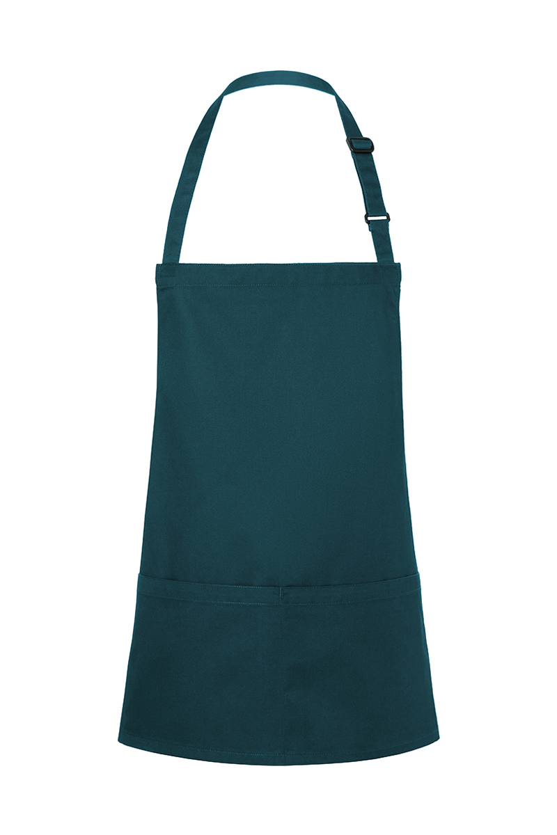 Latzschürze Unisex Piniengrün – Kurze Latzschürze Basic mit Schnalle und Tasche, Detailansicht
