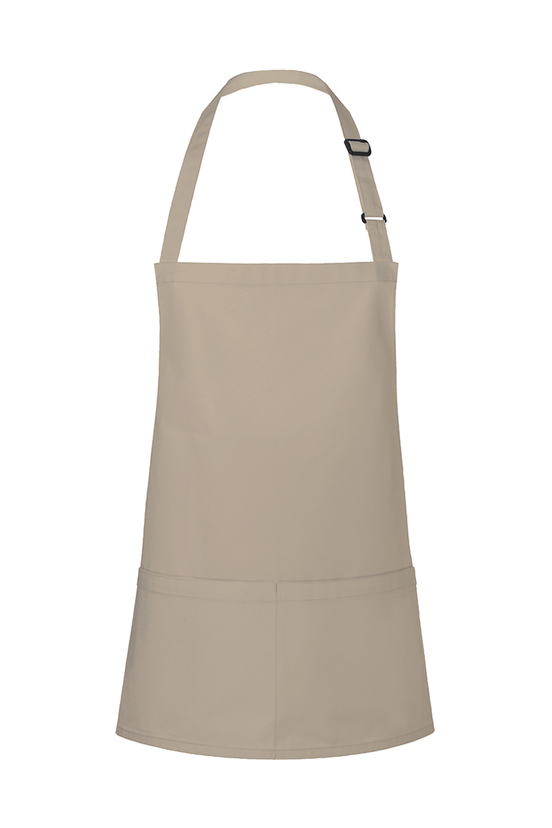 Latzschürze Unisex Sand – Kurze Latzschürze Basic mit Schnalle und Tasche, Detailansicht