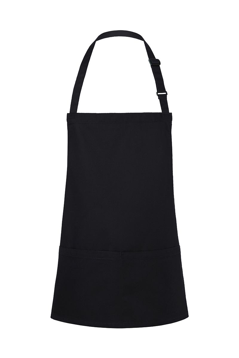 Latzschürze Unisex Schwarz – Kurze Latzschürze Basic mit Schnalle und Tasche, Detailansicht