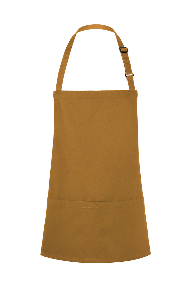 Latzschürze Unisex Senf – Kurze Latzschürze Basic mit Schnalle und Tasche, Detailansicht