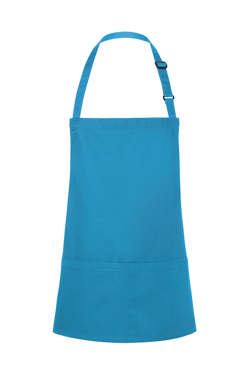 Latzschürze Unisex Türkis – Kurze Latzschürze Basic mit Schnalle und Tasche, Detailansicht