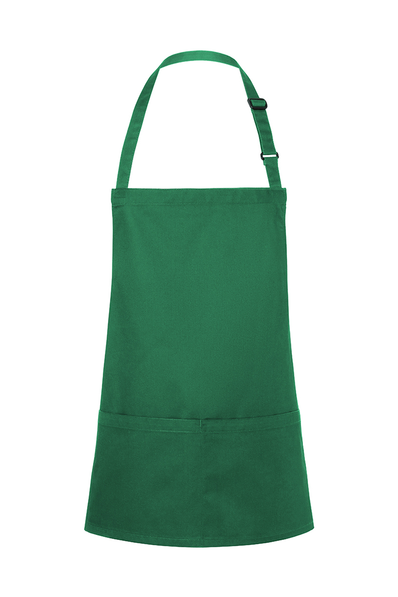 Latzschürze Unisex Waldgrün – Kurze Latzschürze Basic mit Schnalle und Tasche, Detailansicht