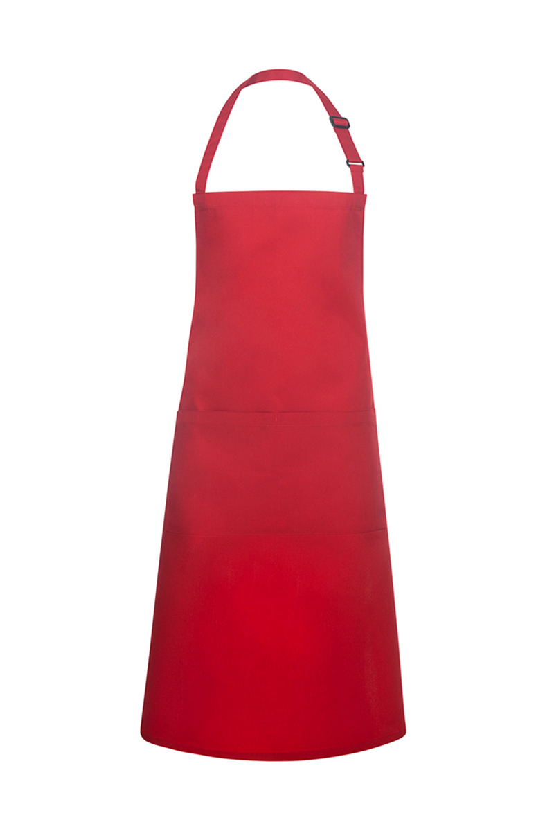 Latzschürze Unisex Rot – XXL-Latzschürze Basic in Übergröße mit Schnalle und Tasche