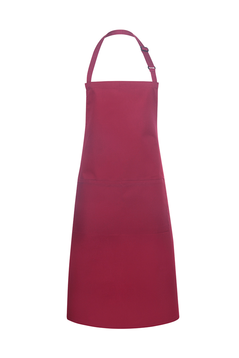 Latzschürze Unisex Bordeaux – XXL-Latzschürze Basic in Übergröße mit Schnalle und Tasche, Detailansicht