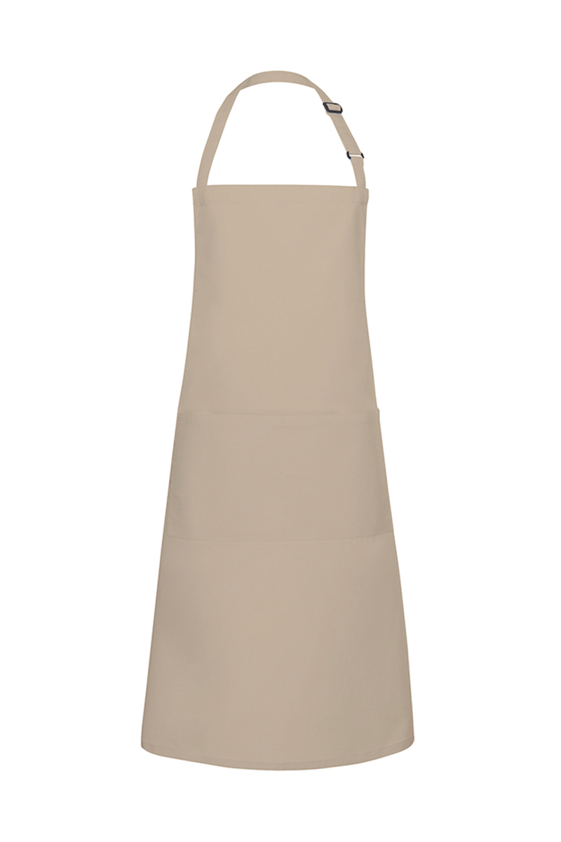 Latzschürze Unisex Sand – XXL-Latzschürze Basic in Übergröße mit Schnalle und Tasche, Detailansicht