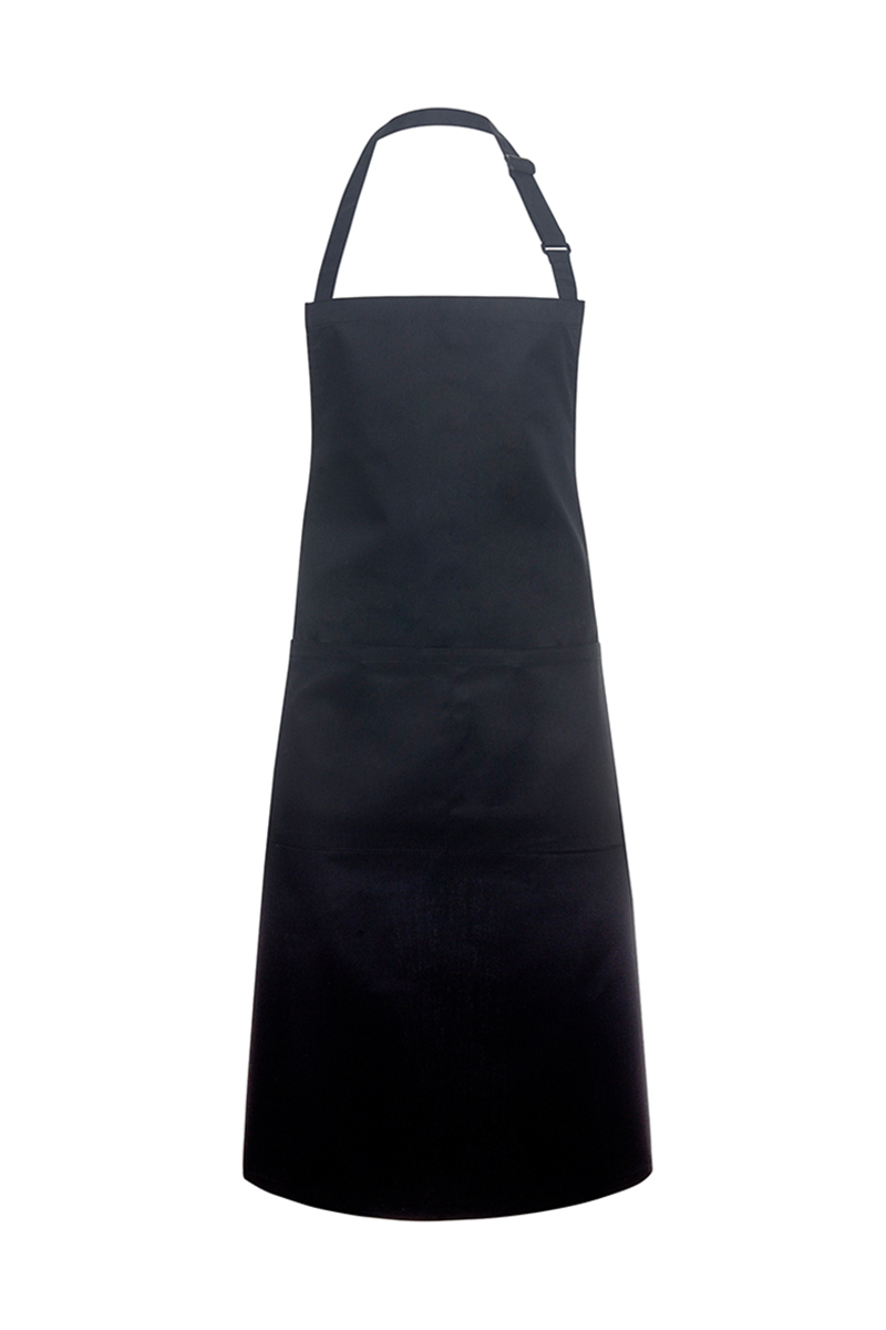 Latzschürze Unisex Schwarz – XXL-Latzschürze Basic in Übergröße mit Schnalle und Tasche, Detailansicht