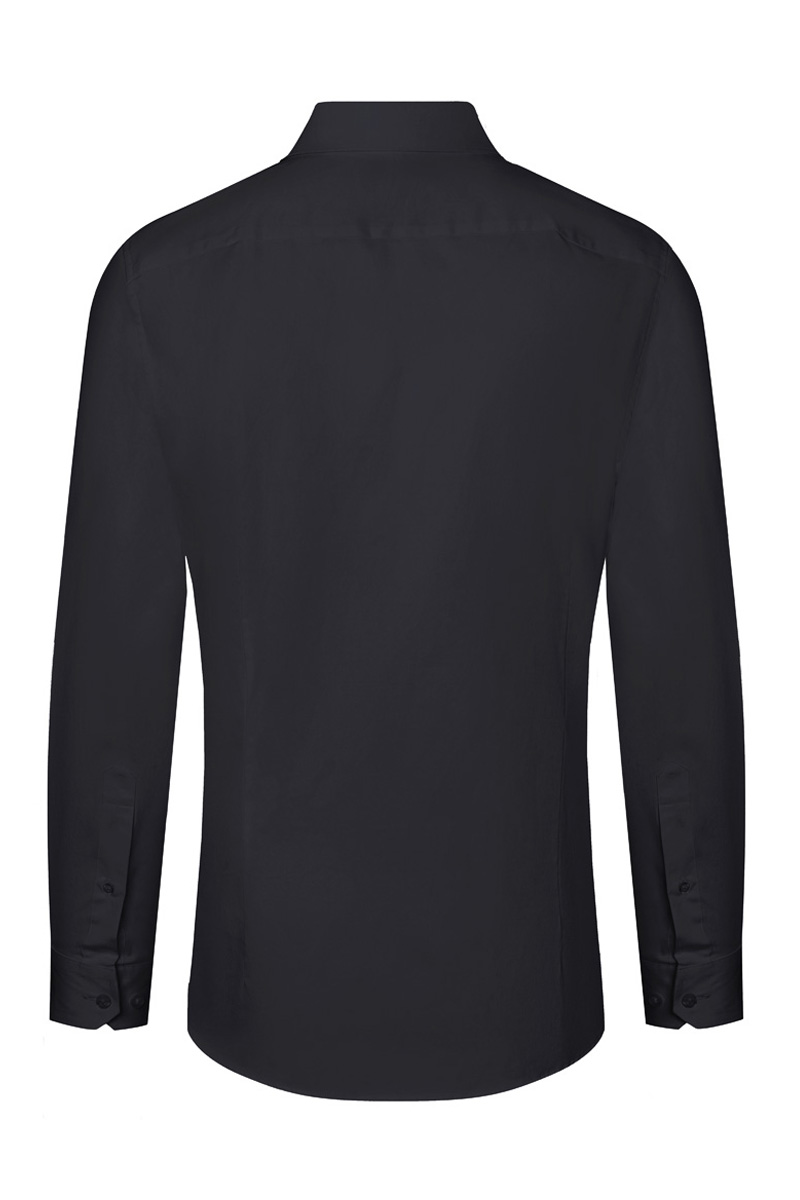 Hemd Herren Schwarz – Langarm Herrenhemd Active-Stretch in Slim-Fit, Detailansicht