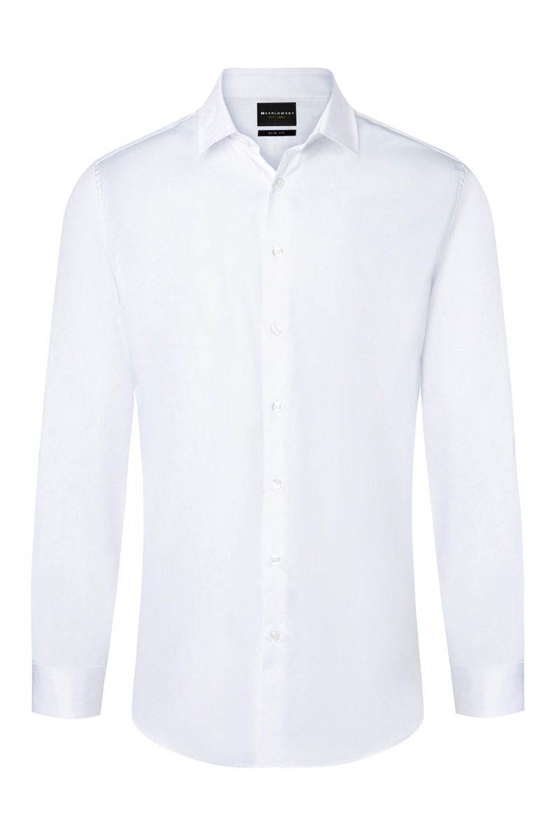 Hemd Herren Weiß – Langarm Herrenhemd Active-Stretch in Slim-Fit, Detailansicht