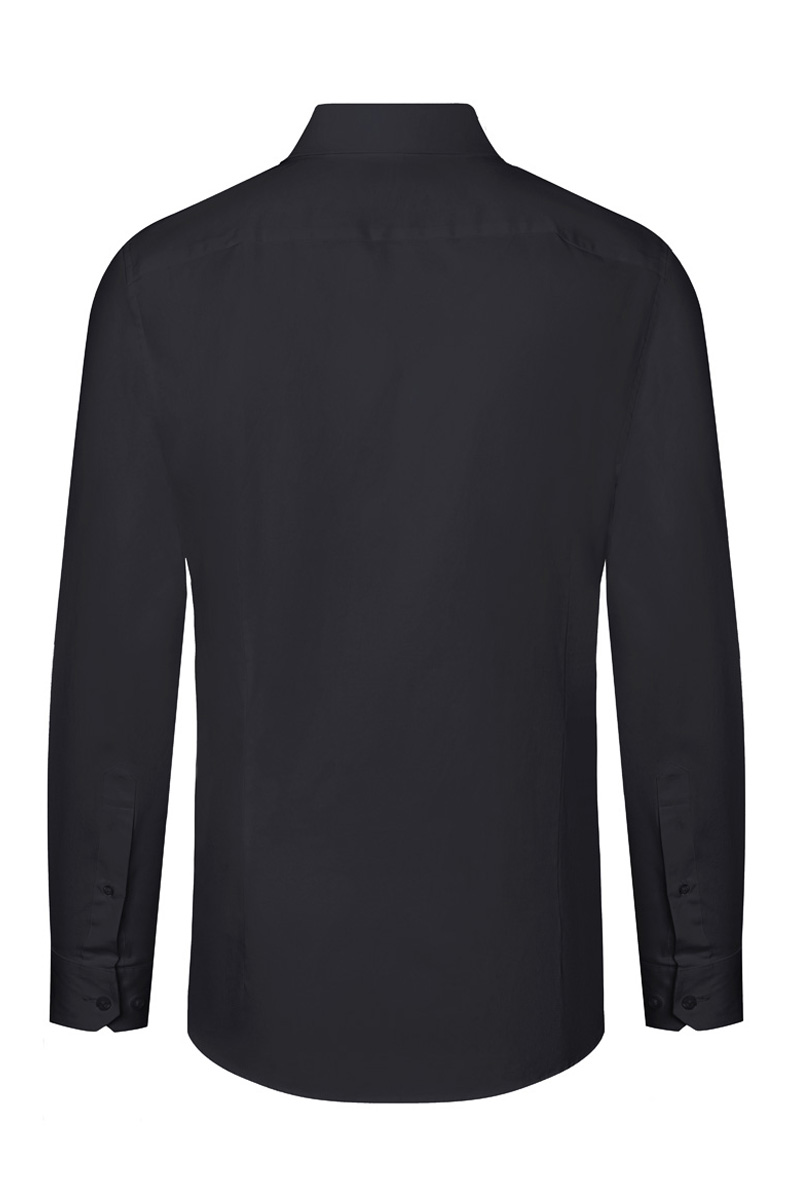 Hemd Herren Schwarz – Langarm Herrenhemd Active-Stretch in Modern-Fit, Detailansicht