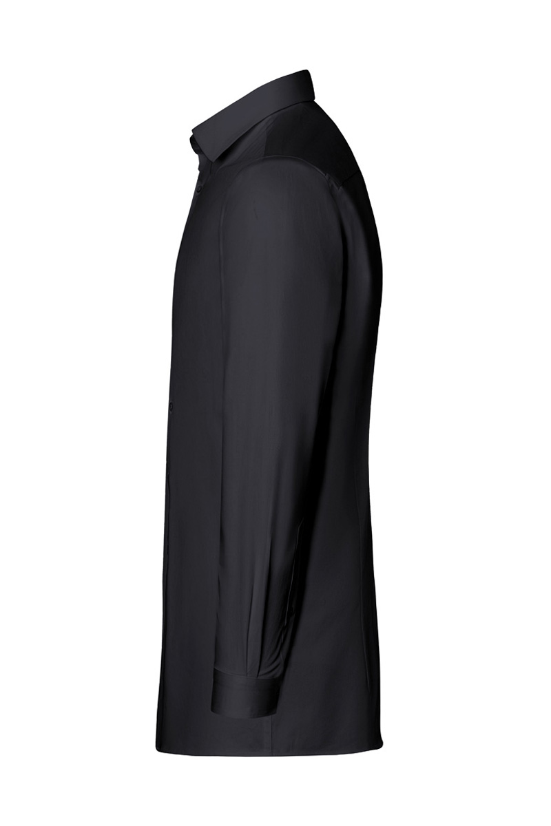 Hemd Herren Schwarz – Langarm Herrenhemd Active-Stretch in Modern-Fit, Detailansicht