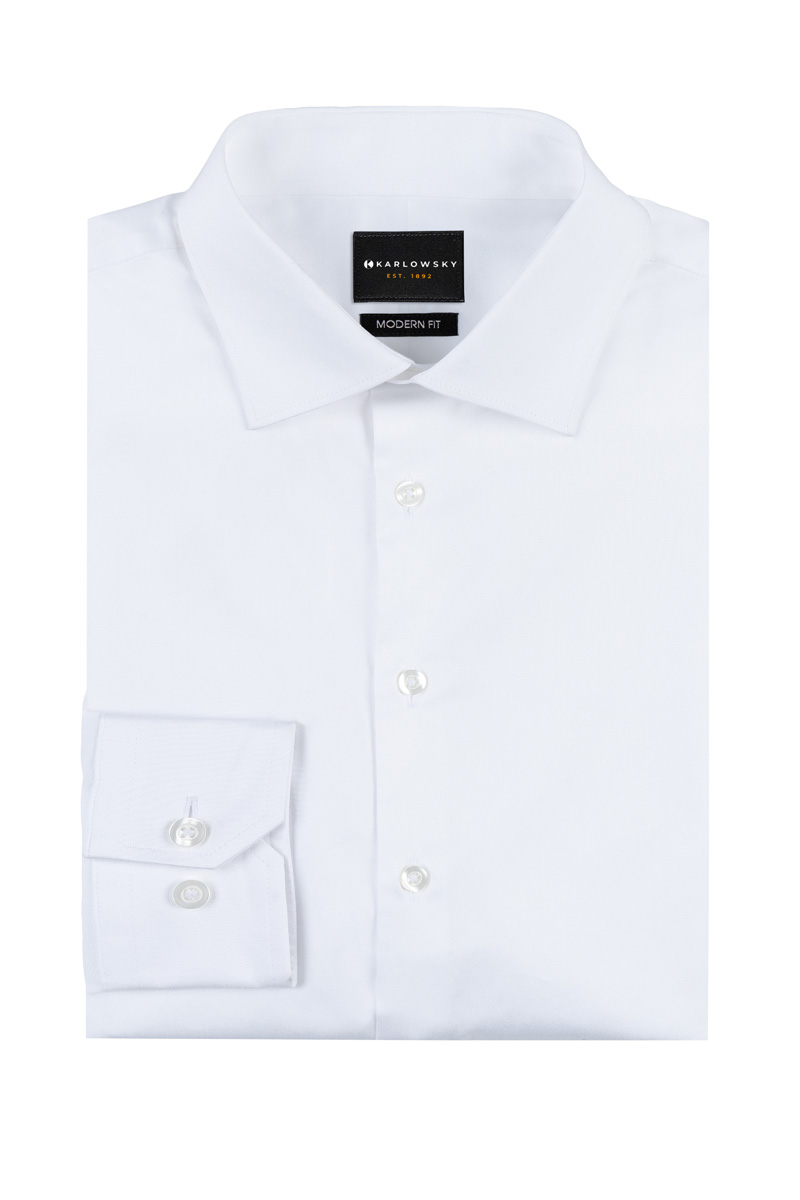 Hemd Herren Weiß – Langarm Herrenhemd Active-Stretch in Modern-Fit, Detailansicht
