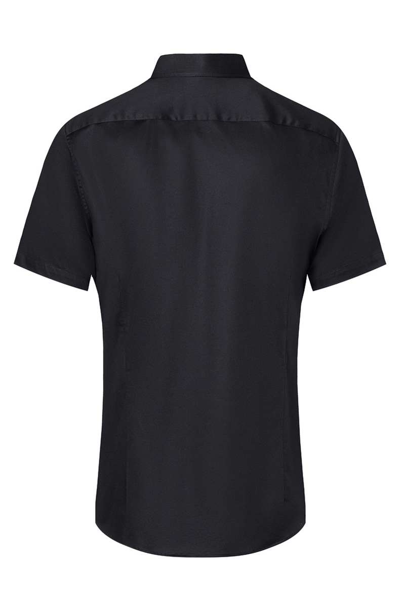 Hemd Herren Schwarz – Kurzarm Herrenhemd Active-Stretch in Slim-Fit, Detailansicht