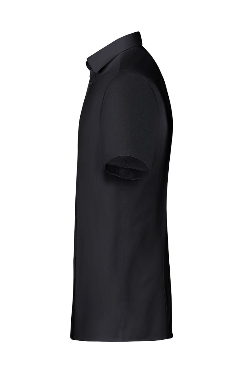 Hemd Herren Schwarz – Kurzarm Herrenhemd Active-Stretch in Slim-Fit, Detailansicht