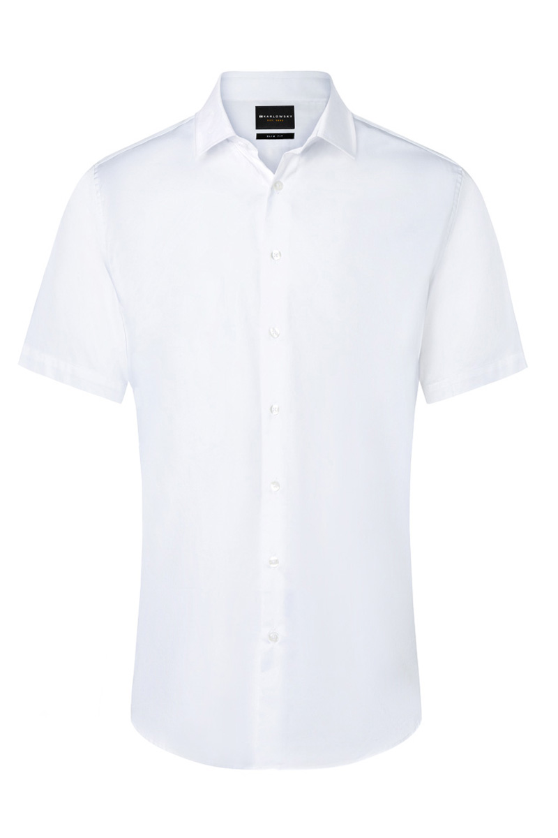 Hemd Herren Weiß – Kurzarm Herrenhemd Active-Stretch in Slim-Fit, Detailansicht