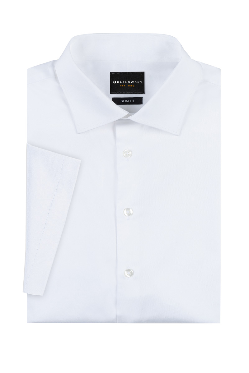 Hemd Herren Weiß – Kurzarm Herrenhemd Active-Stretch in Slim-Fit, Detailansicht