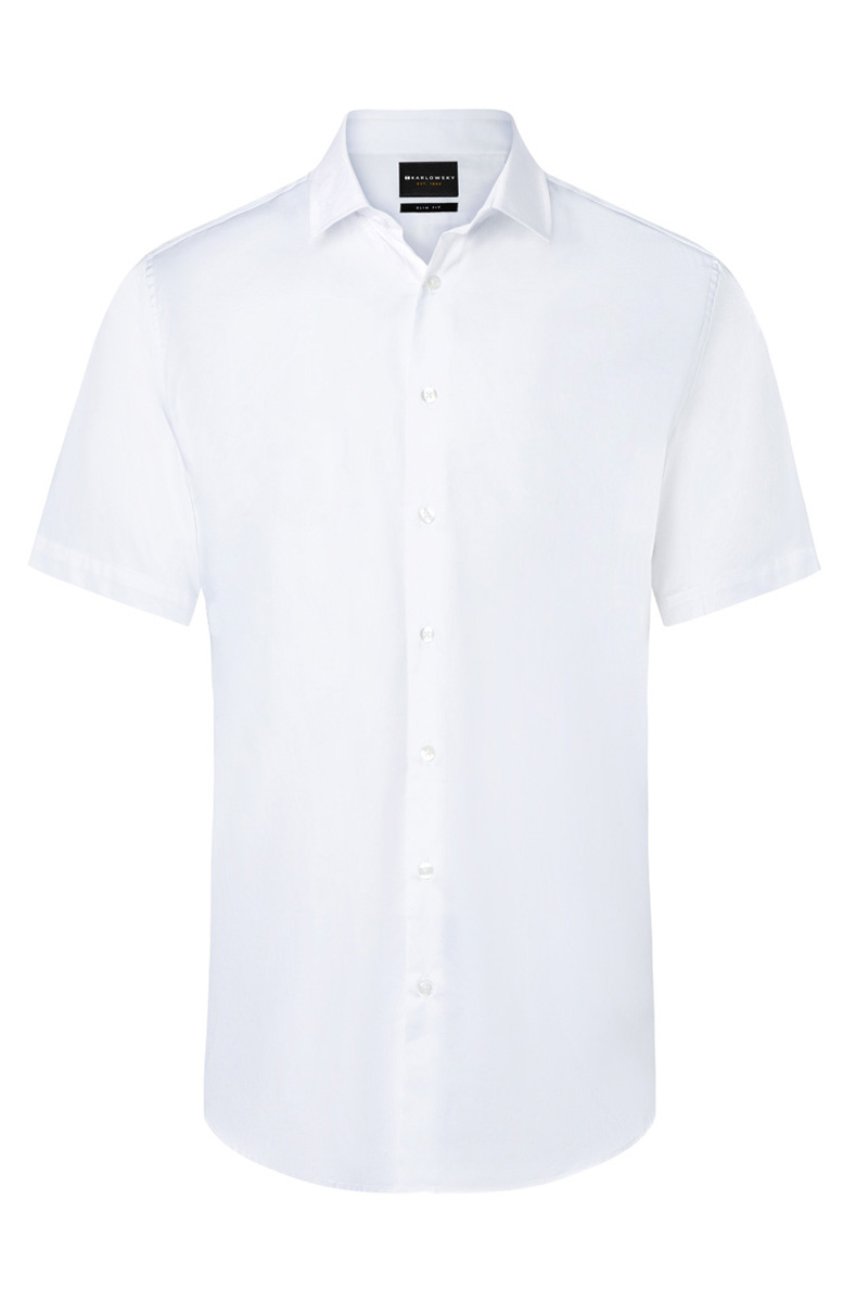 Hemd Herren Weiß – Kurzarm Herrenhemd Active-Stretch in Modern-Fit, Detailansicht