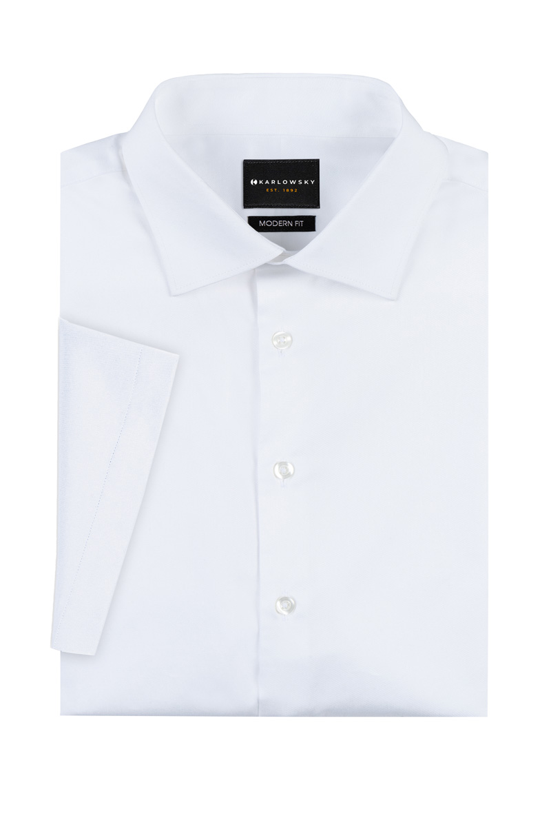 Hemd Herren Weiß – Kurzarm Herrenhemd Active-Stretch in Modern-Fit, Detailansicht