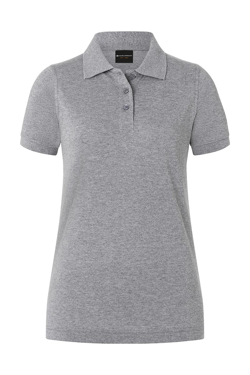Poloshirt Damen Hellgrau – Damen Workwear Poloshirt Basic, Detailansicht