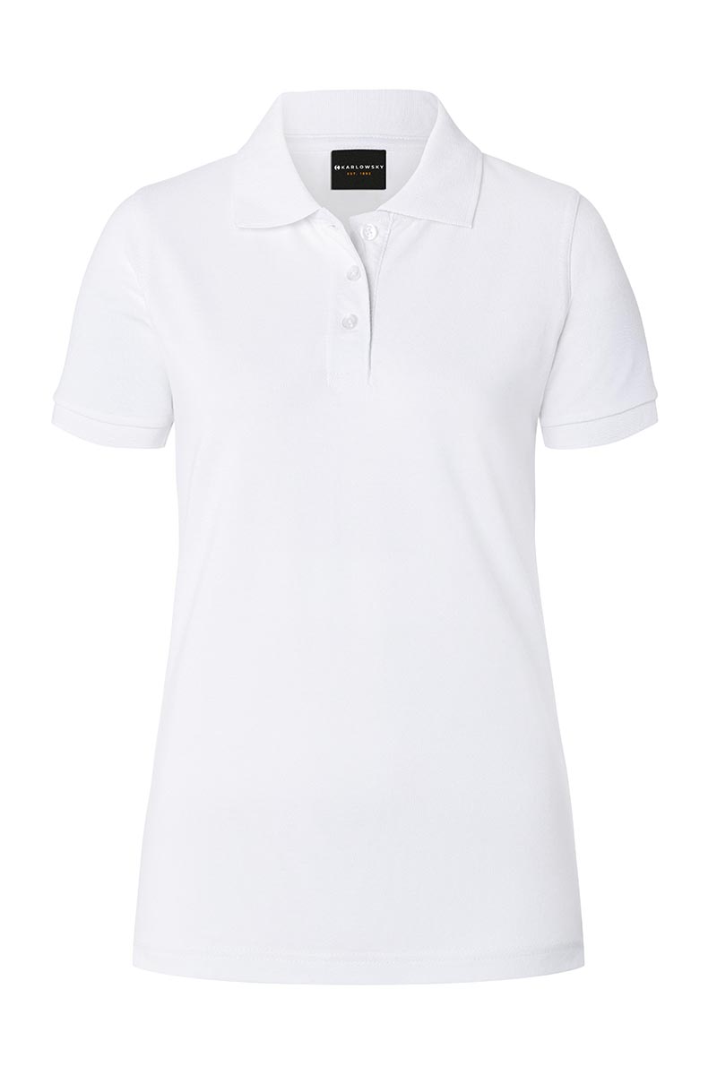Poloshirt Damen Weiß – Damen Workwear Poloshirt Basic, Detailansicht