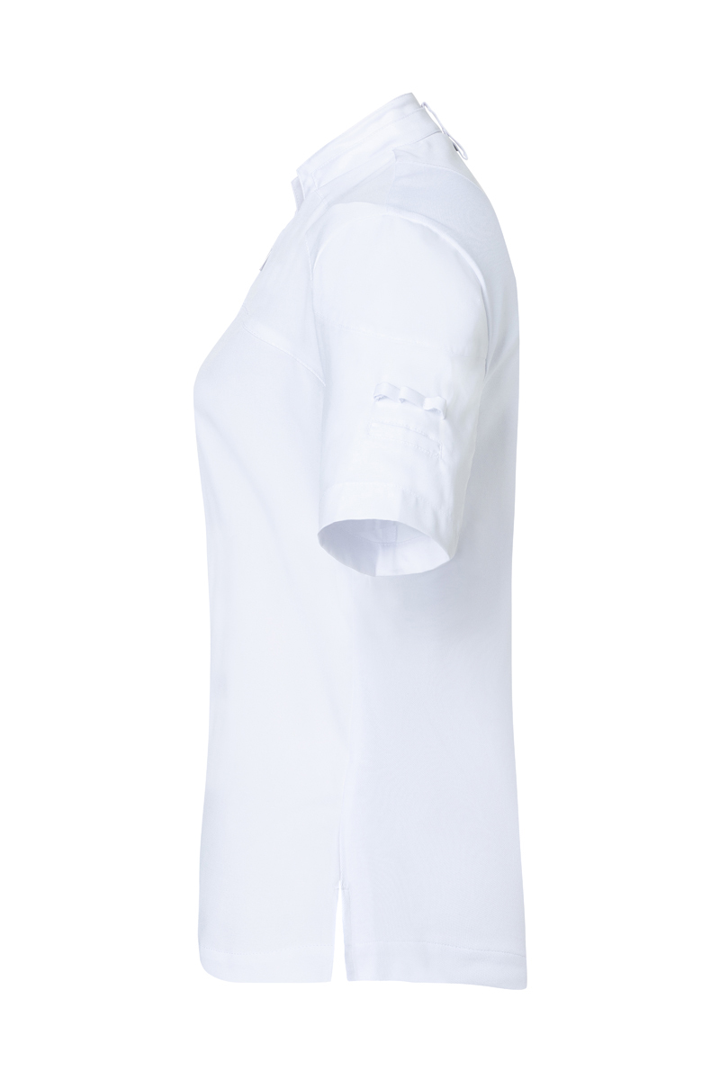 Kochjacke Damen Weiß – Kurzarm Damenkochjacke DIAMOND CUT® Excellence, Detailansicht