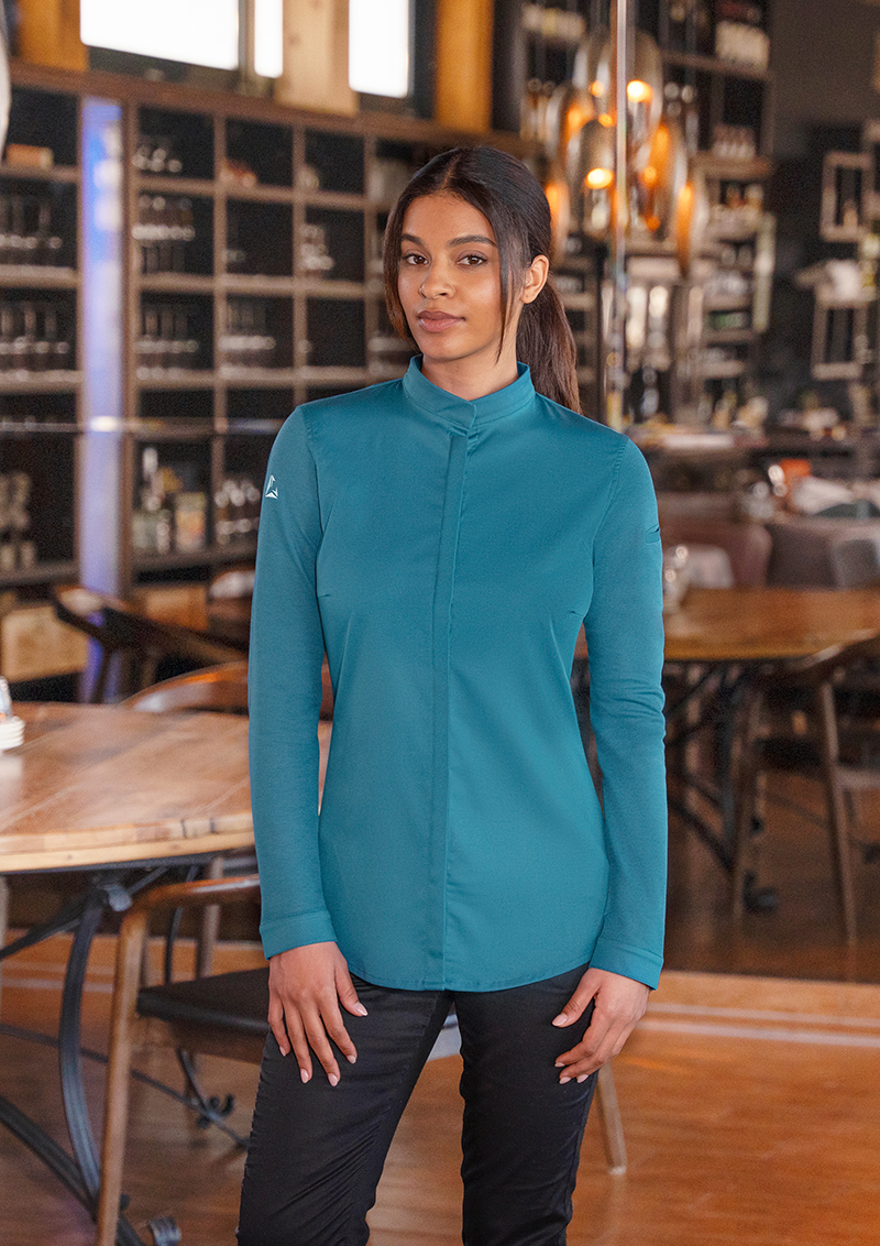 Kochjacke Damen Dunkelpetrol – Langarm Damenkochjacke DIAMOND CUT® Avantgarde