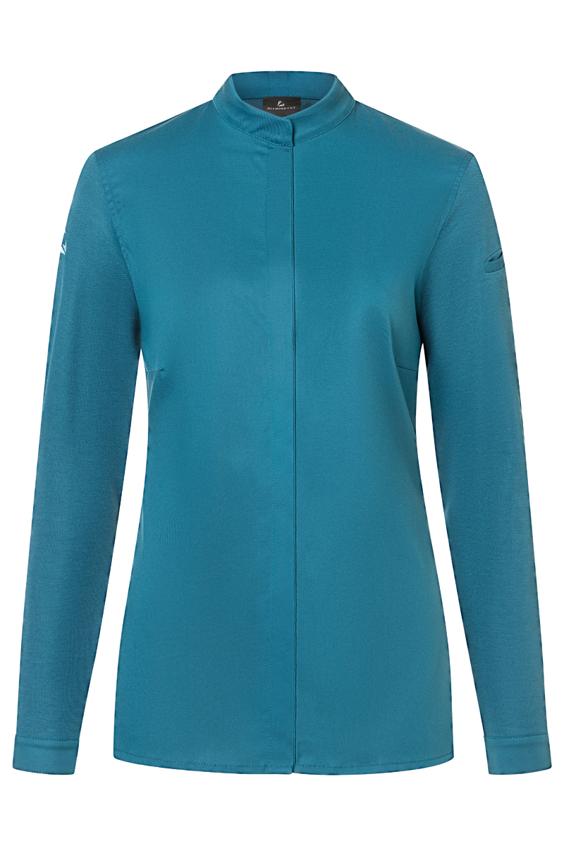 Kochjacke Damen Dunkelpetrol – Langarm Damenkochjacke DIAMOND CUT® Avantgarde, Detailansicht