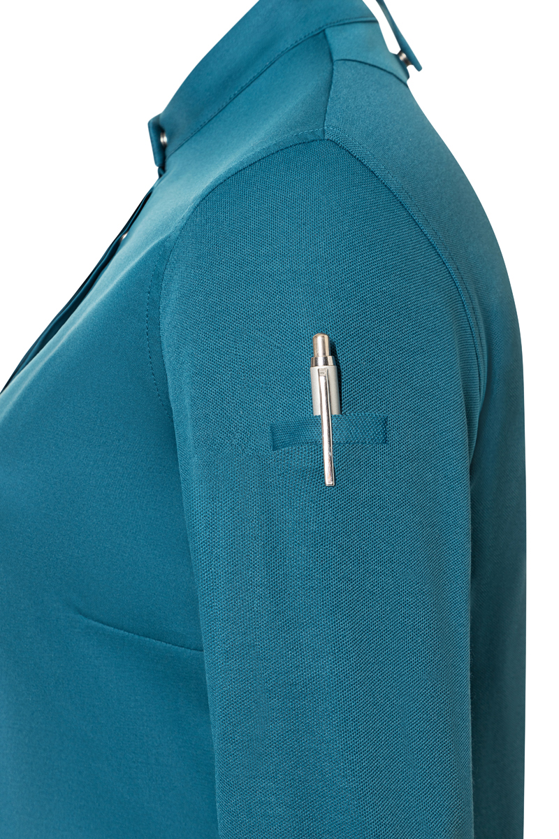 Kochjacke Damen Dunkelpetrol – Langarm Damenkochjacke DIAMOND CUT® Avantgarde, Detailansicht
