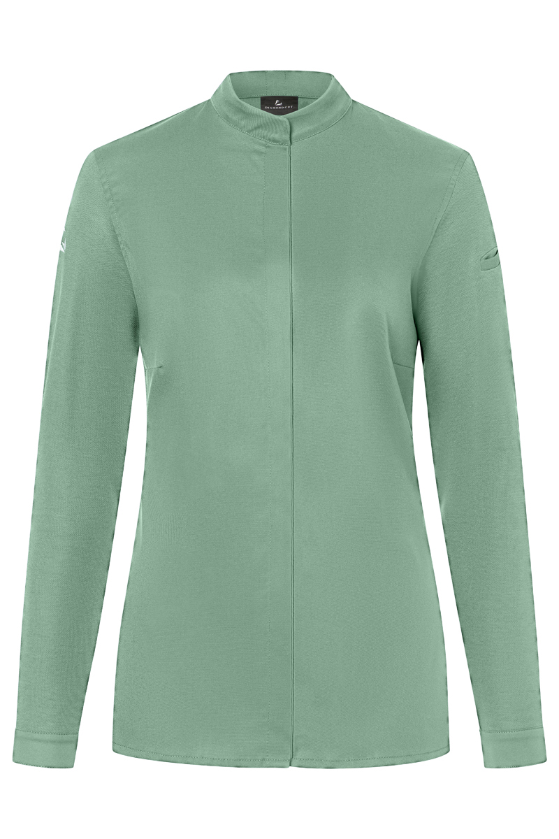 Kochjacke Damen Pastellgrün – Langarm Damenkochjacke DIAMOND CUT® Avantgarde, Detailansicht