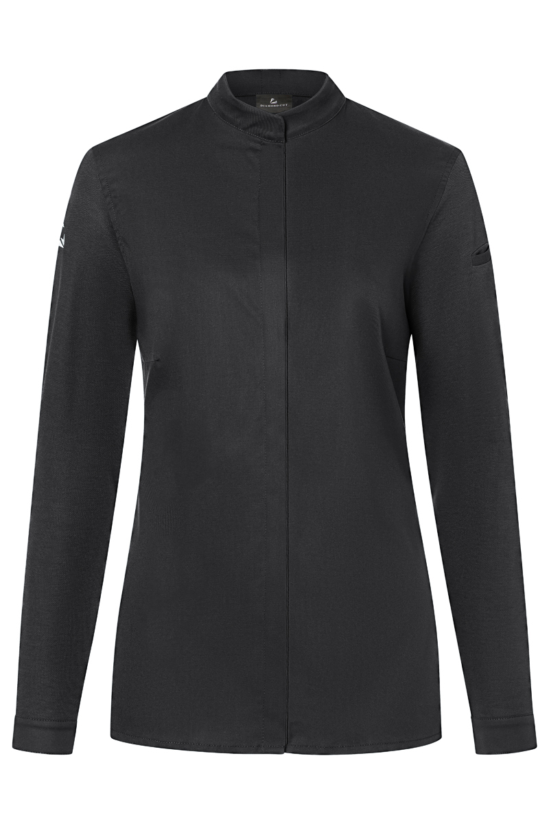 Kochjacke Damen Schwarz – Langarm Damenkochjacke DIAMOND CUT® Avantgarde, Detailansicht