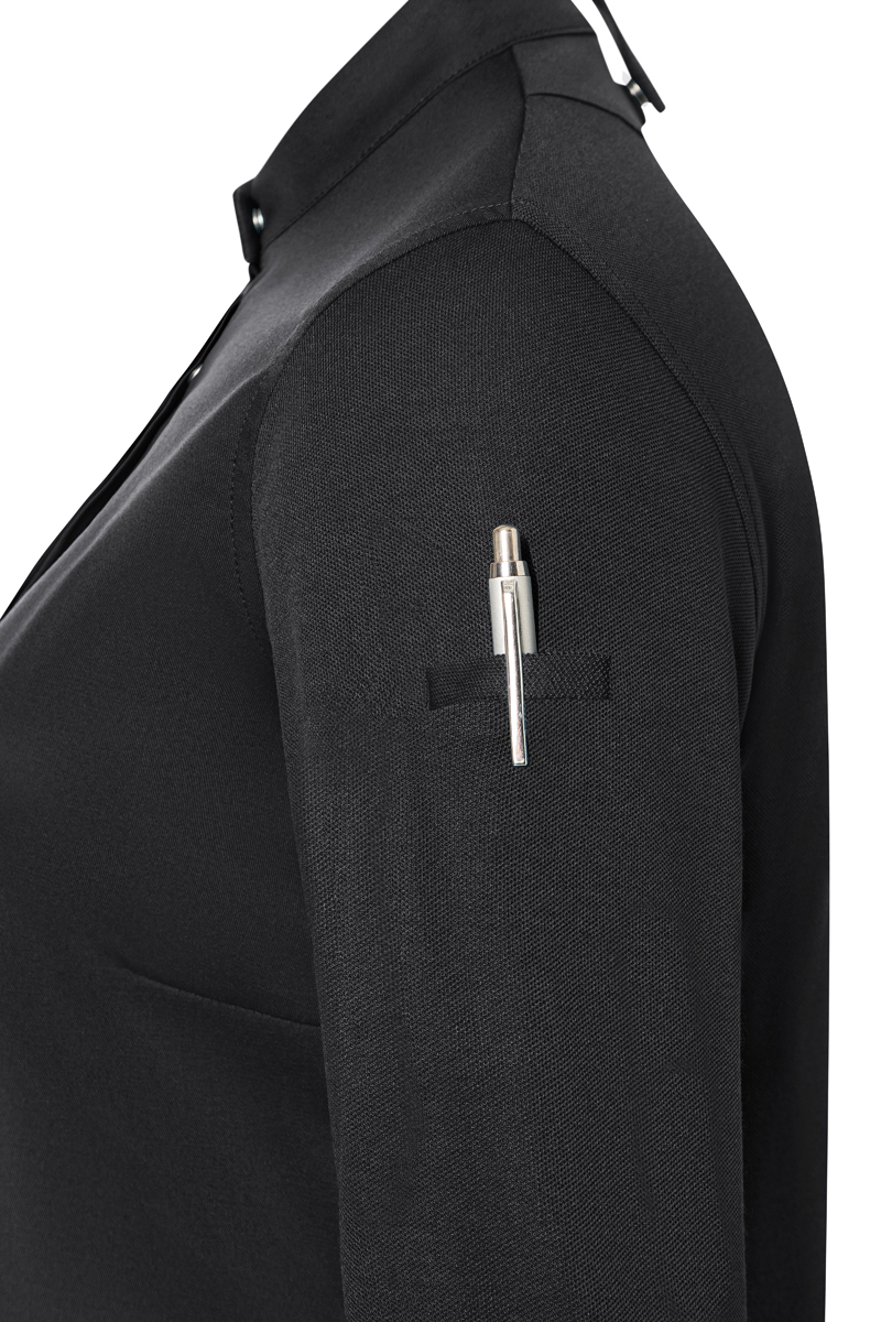 Kochjacke Damen Schwarz – Langarm Damenkochjacke DIAMOND CUT® Avantgarde, Detailansicht