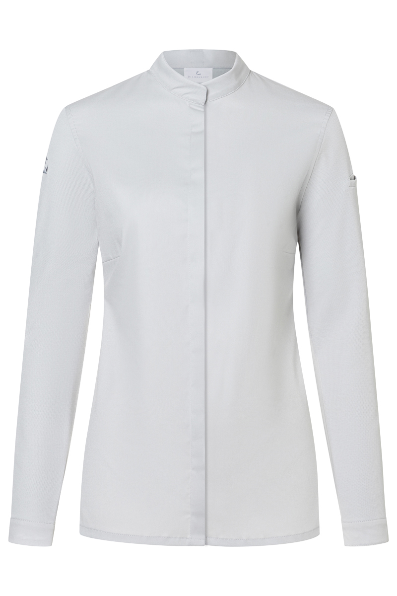 Kochjacke Damen Silbergrau – Langarm Damenkochjacke DIAMOND CUT® Avantgarde, Detailansicht