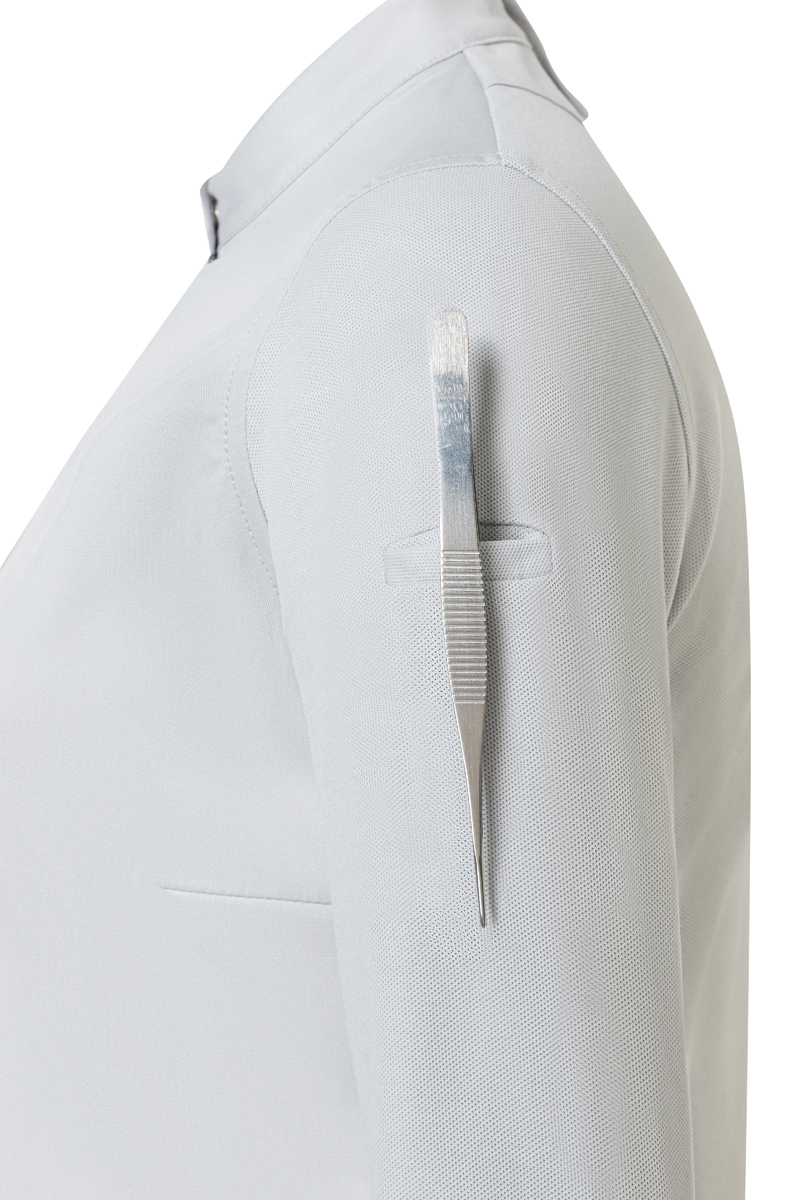 Kochjacke Damen Silbergrau – Langarm Damenkochjacke DIAMOND CUT® Avantgarde, Detailansicht